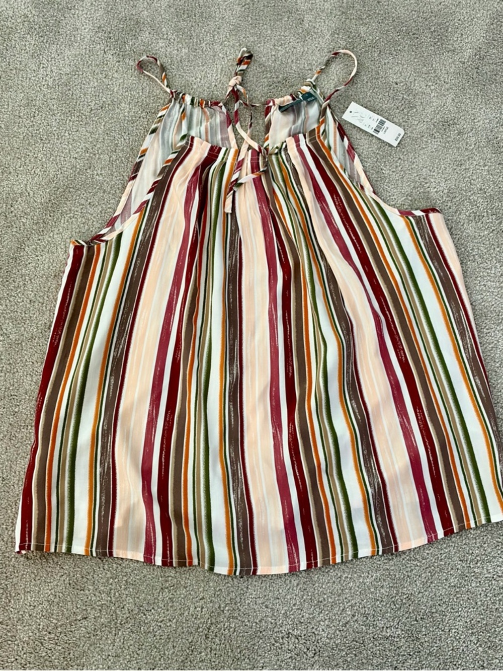 Soho Multi-Stripe Halter Cami in Cream, Burgundy & Olive